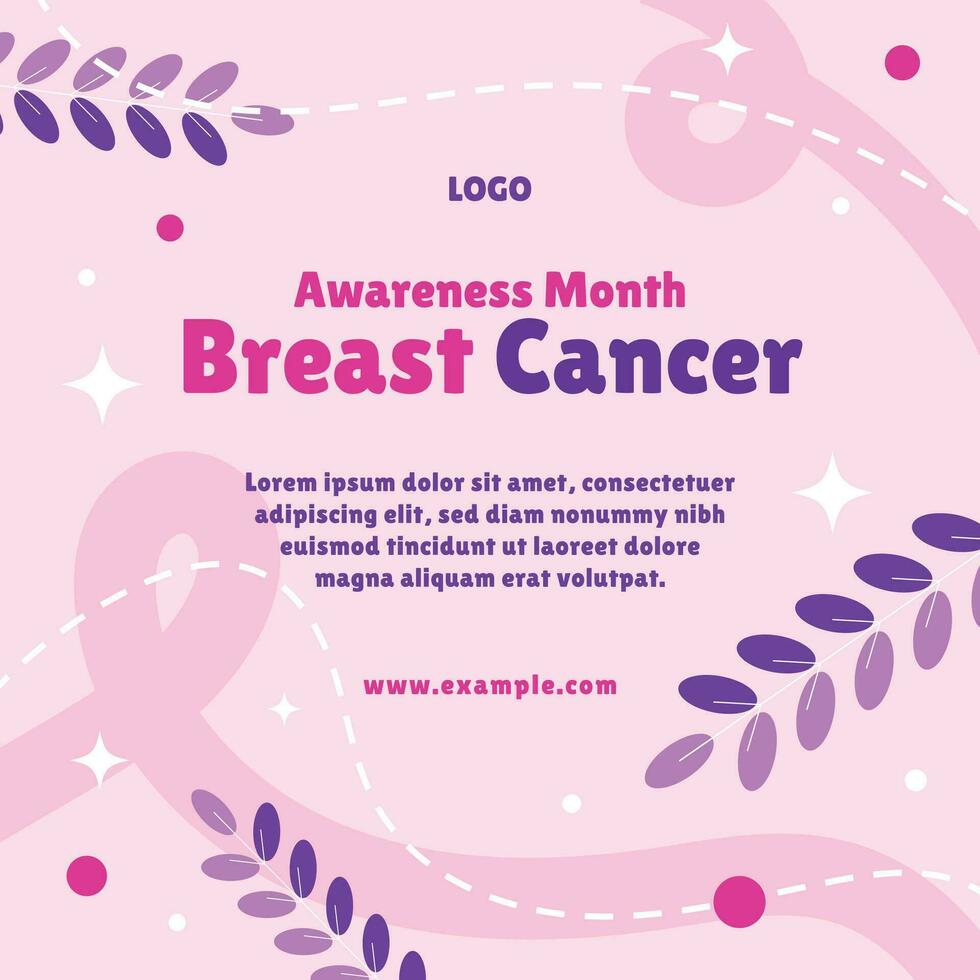 colorful adorable breast cancer awareness banner flyer social media post template vector