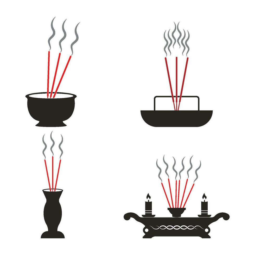 Chinese prayer incense vector icon