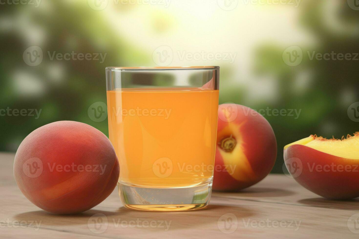 Peach juice glass food. Generate Ai photo