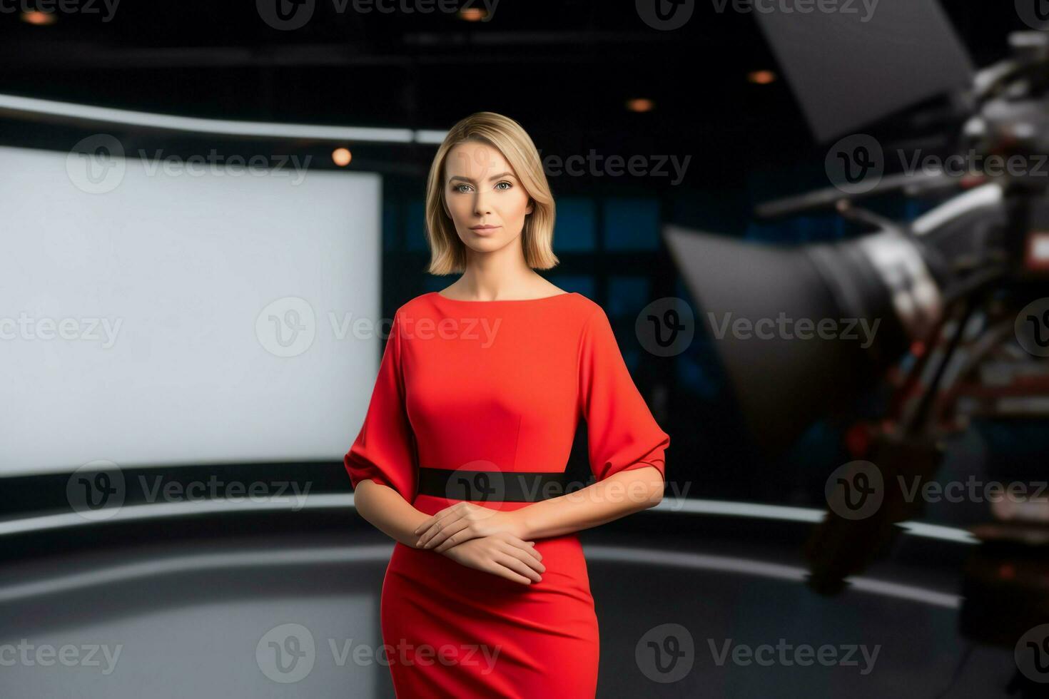 Tv host woman. Generate Ai photo