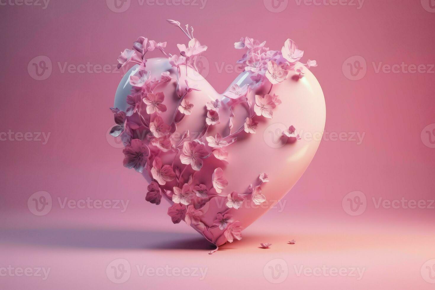 Pink heart shape card. Generate Ai photo