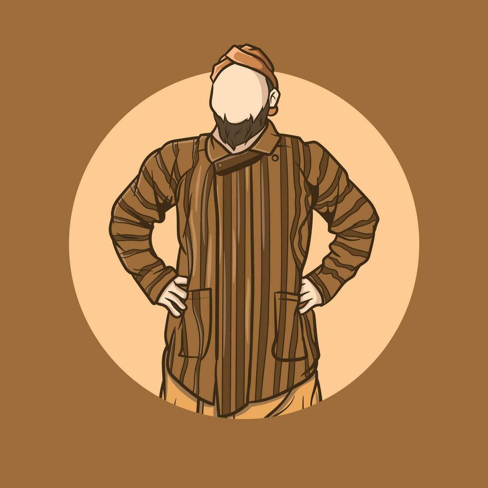 vector illustration of Javanese people wearing typical Javanese clothing