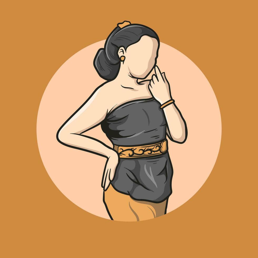 vector illustration of Javanese dancing woman