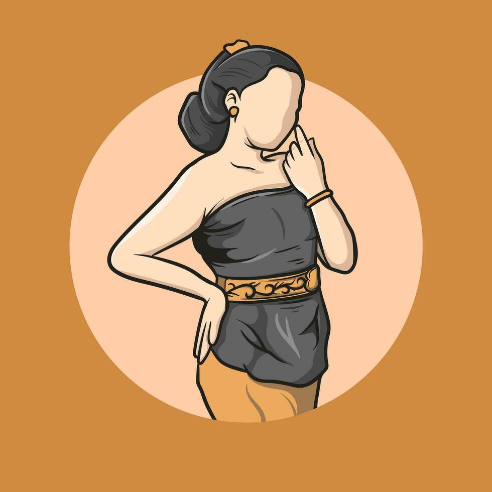 vector ilustración de javanés bailando mujer