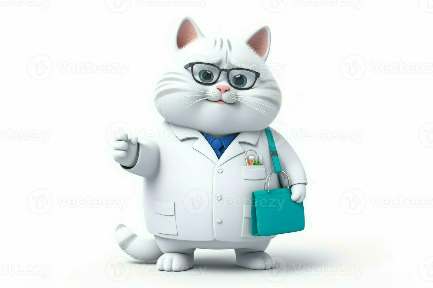 Fat cat doctor care. Generate Ai photo