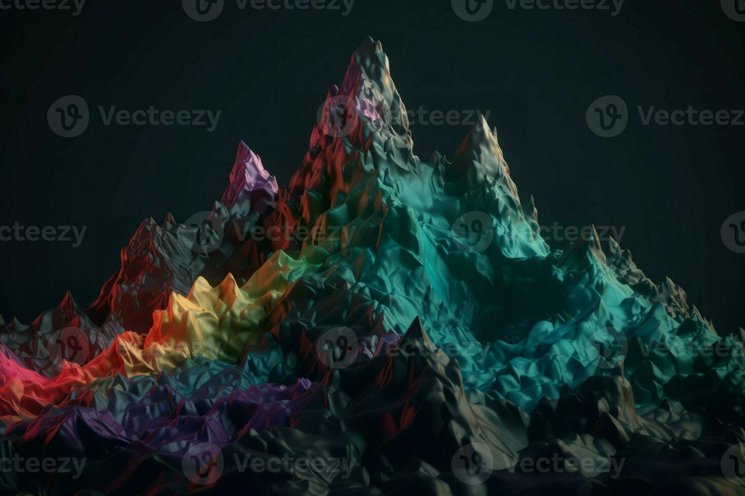 Colorful mountains render dark. Generate Ai photo