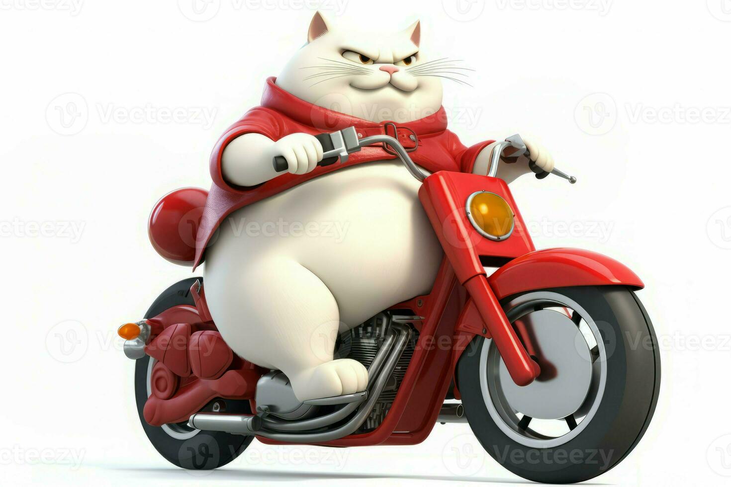 Cat rides motorcycle. Generate Ai photo