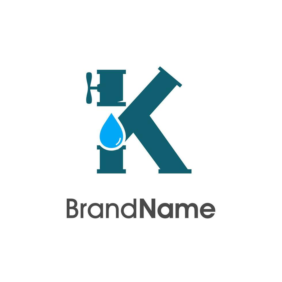 inicial k tubo y agua logo vector