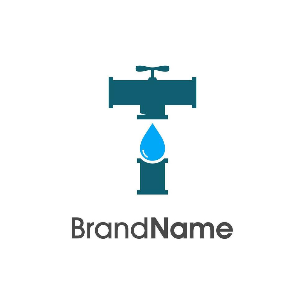 Initial T Pipe and Water Logo vector