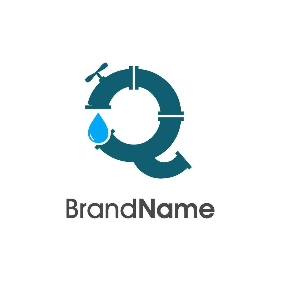 Initial Q Pipe and Water Logo vector