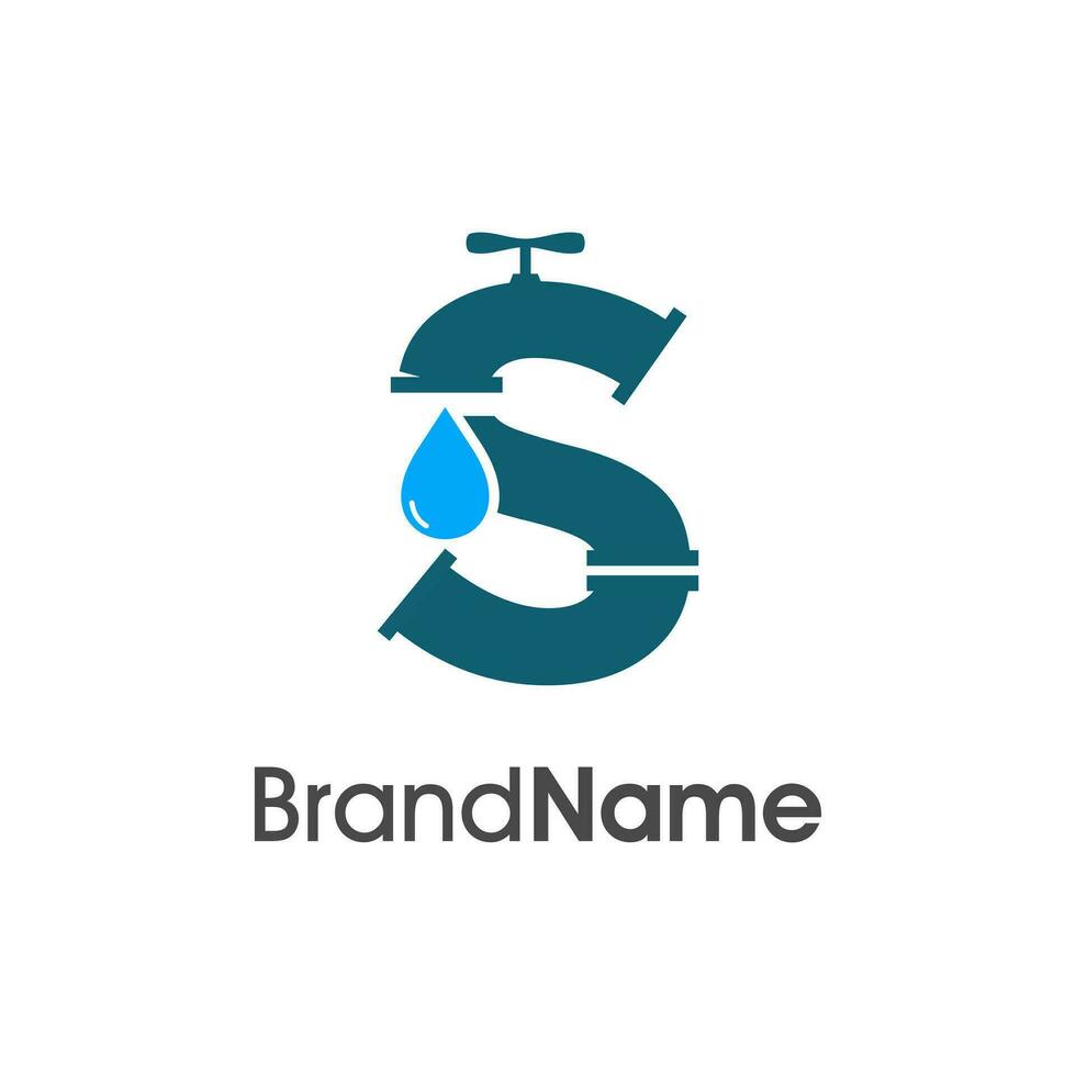 Initial S Pipe and Water Logo vector