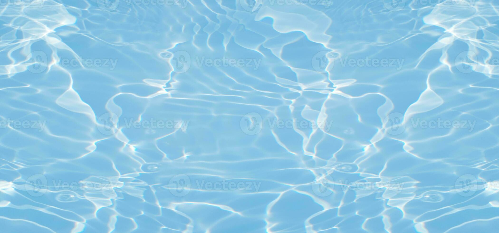 Blue water with ripples on the surface. Defocus blurred transparent blue colored clear calm water surface texture with splashes and bubbles. Water waves with shining pattern texture background. photo