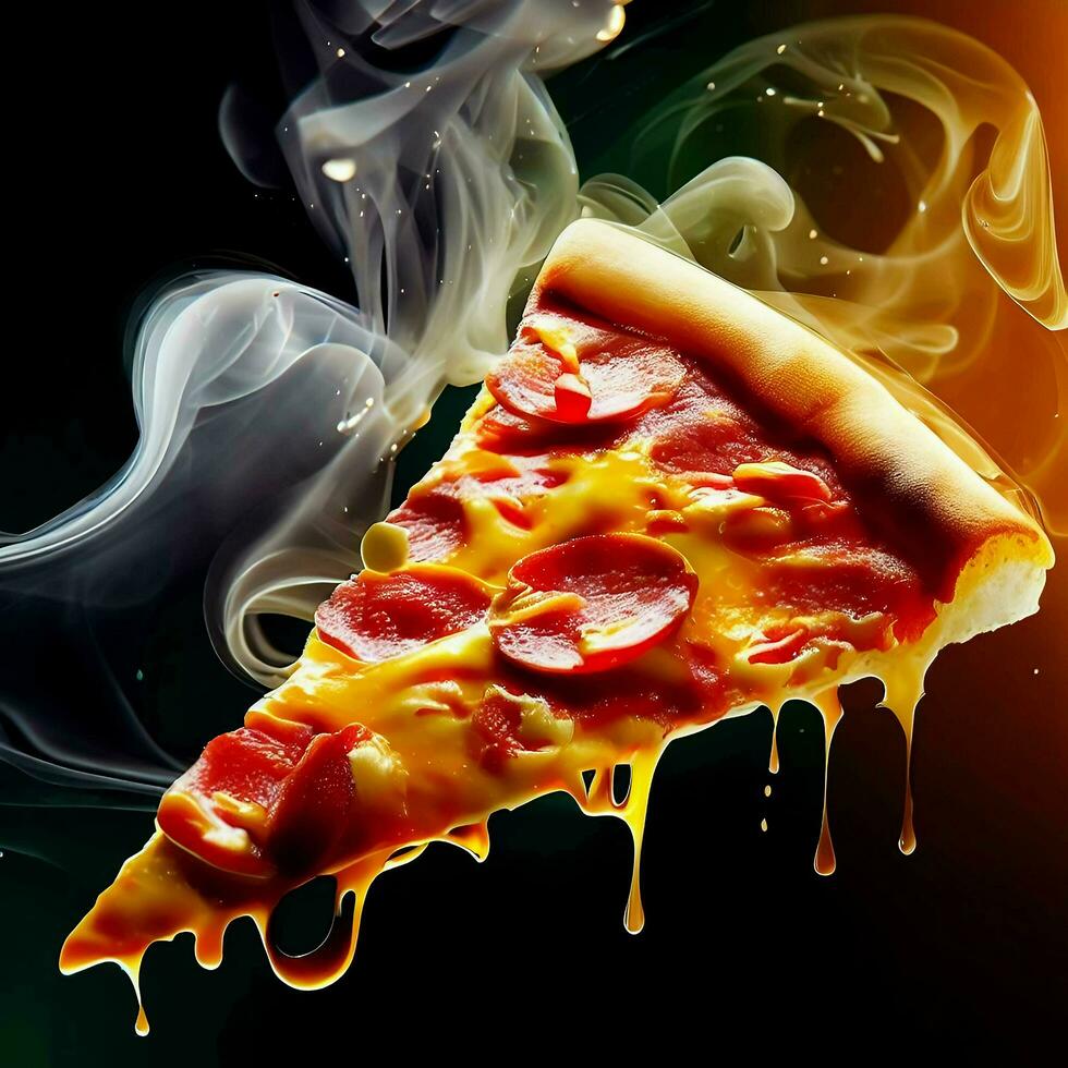 A hot pizza slice with sauce on it, Ai Generative photo