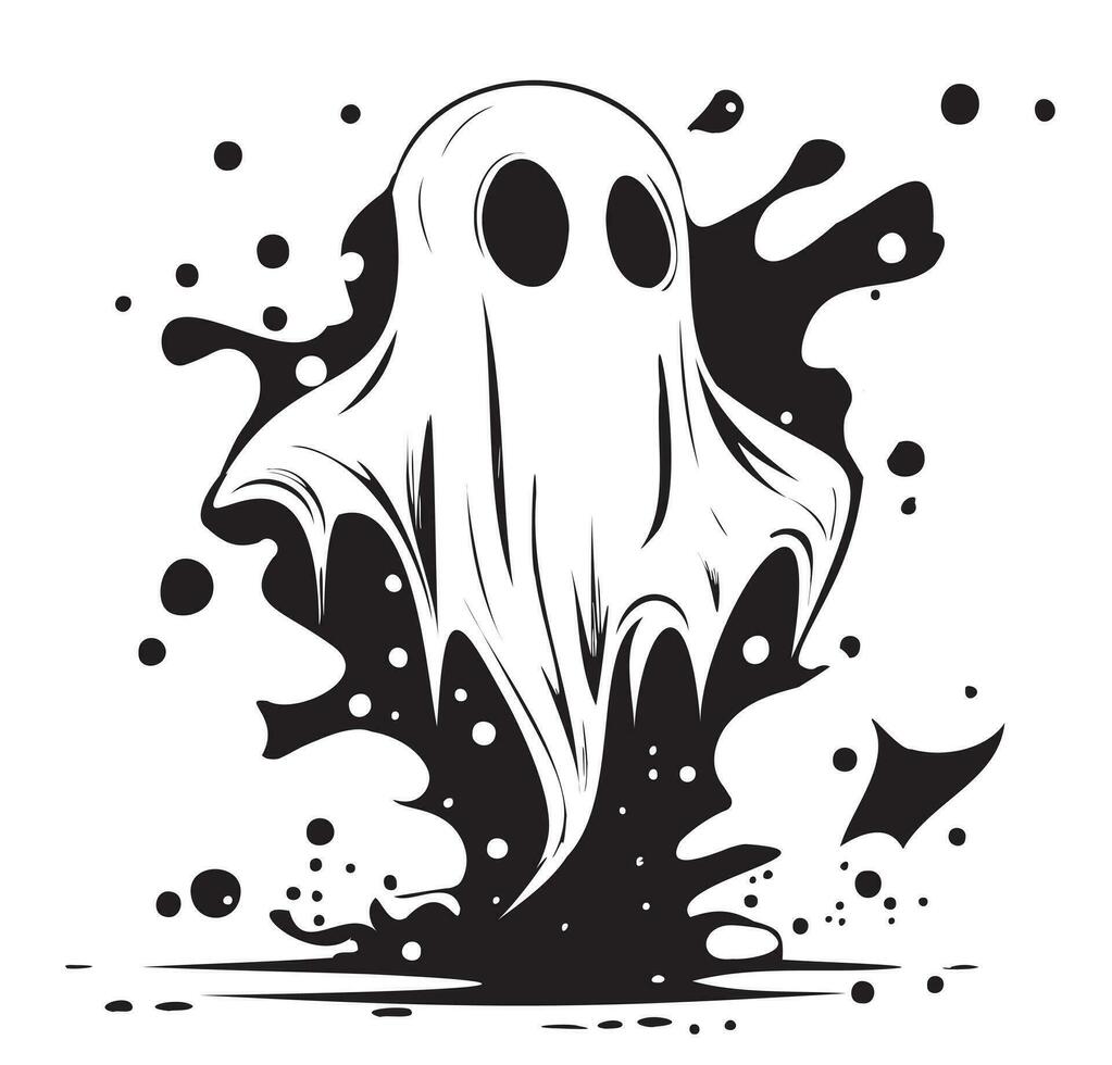 Ghost funny cartoon sketch hand drawn in doodle style Vector illustration