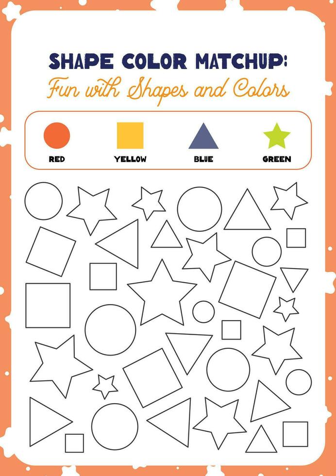 flat design vector shape coloring challenge printable worksheet for kids activity