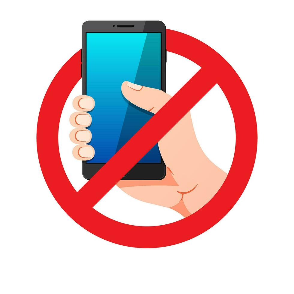 Prohibited from using smartphones. No cellphone in area. vector