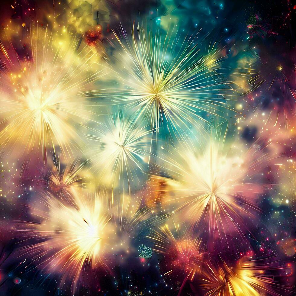 Colorful fireworks background, Ai Generative photo