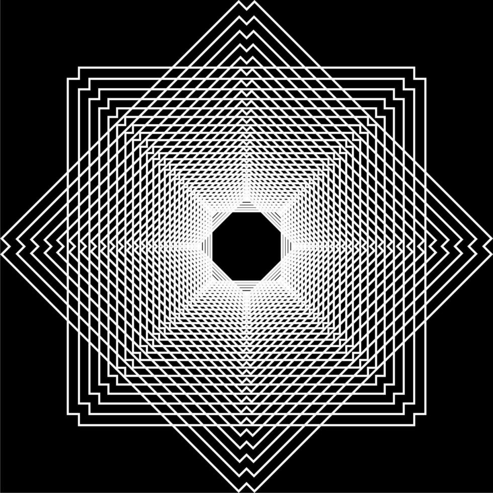 Visual of the Optical Illusion Created from Square Lines Composition, can use for Background, Decoration, Wallpaper, Tile, Carpet Pattern, Modern Motifs, Contemporary Ornate, or Graphic Design Element vector