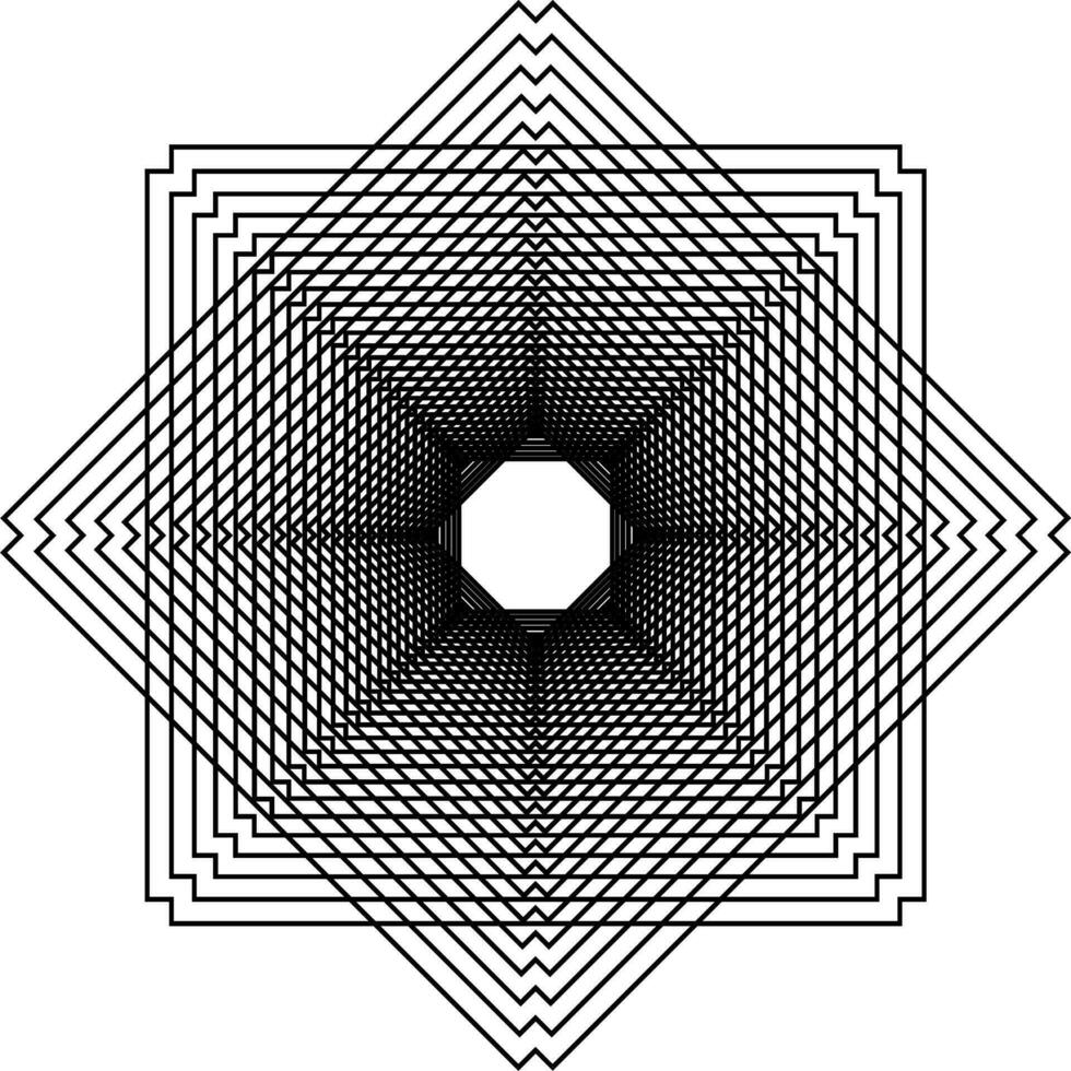 Visual of the Optical Illusion Created from Square Lines Composition, can use for Background, Decoration, Wallpaper, Tile, Carpet Pattern, Modern Motifs, Contemporary Ornate, or Graphic Design Element vector
