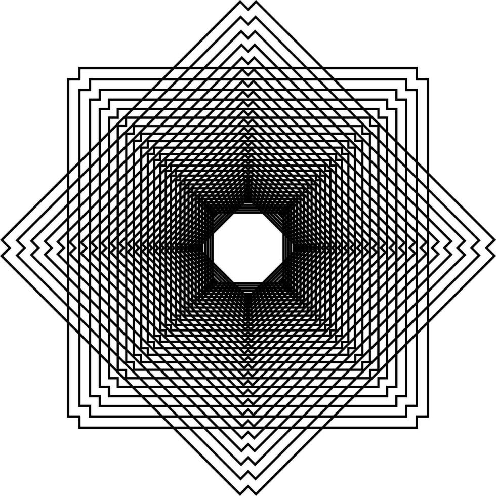 Visual of the Optical Illusion Created from Square Lines Composition, can use for Background, Decoration, Wallpaper, Tile, Carpet Pattern, Modern Motifs, Contemporary Ornate, or Graphic Design Element vector