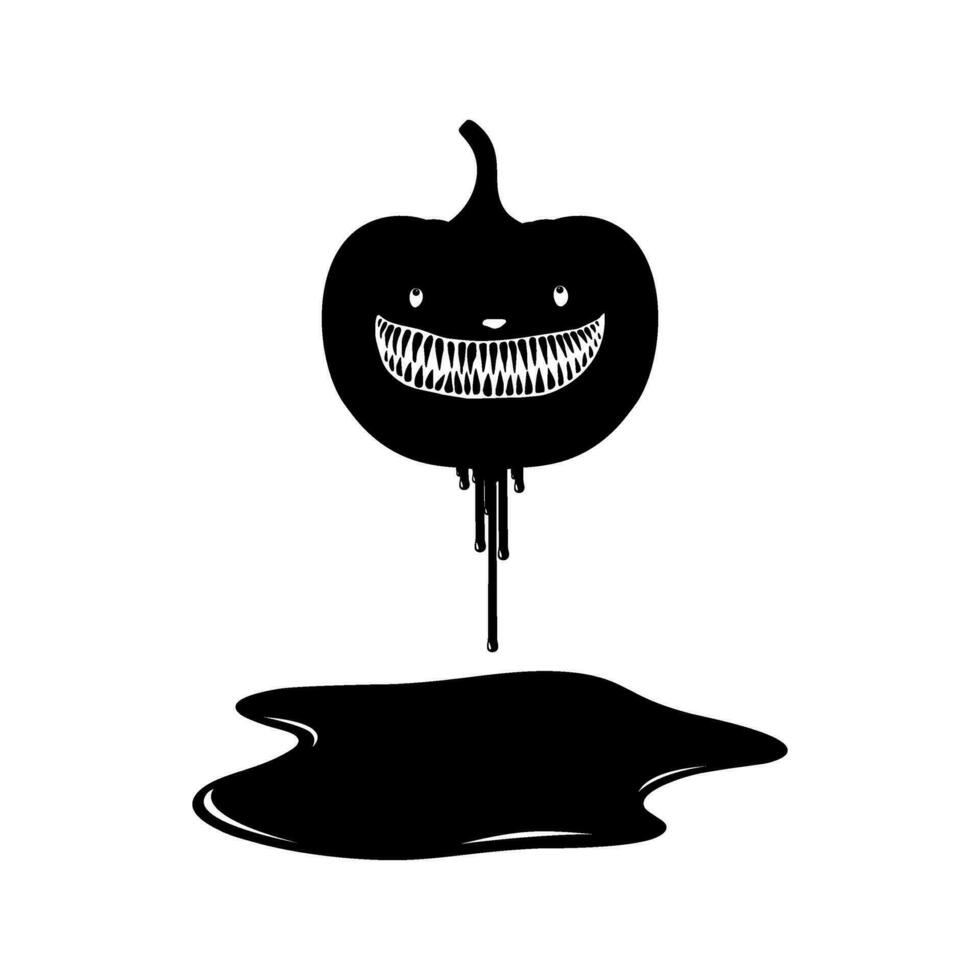 Bloody Scary Pumpkin, can use for Sign, Icon, Symbol and Halloween Theme Poster, Art Illustration for Movie with genre Horror or Mystery. Vector Illustration