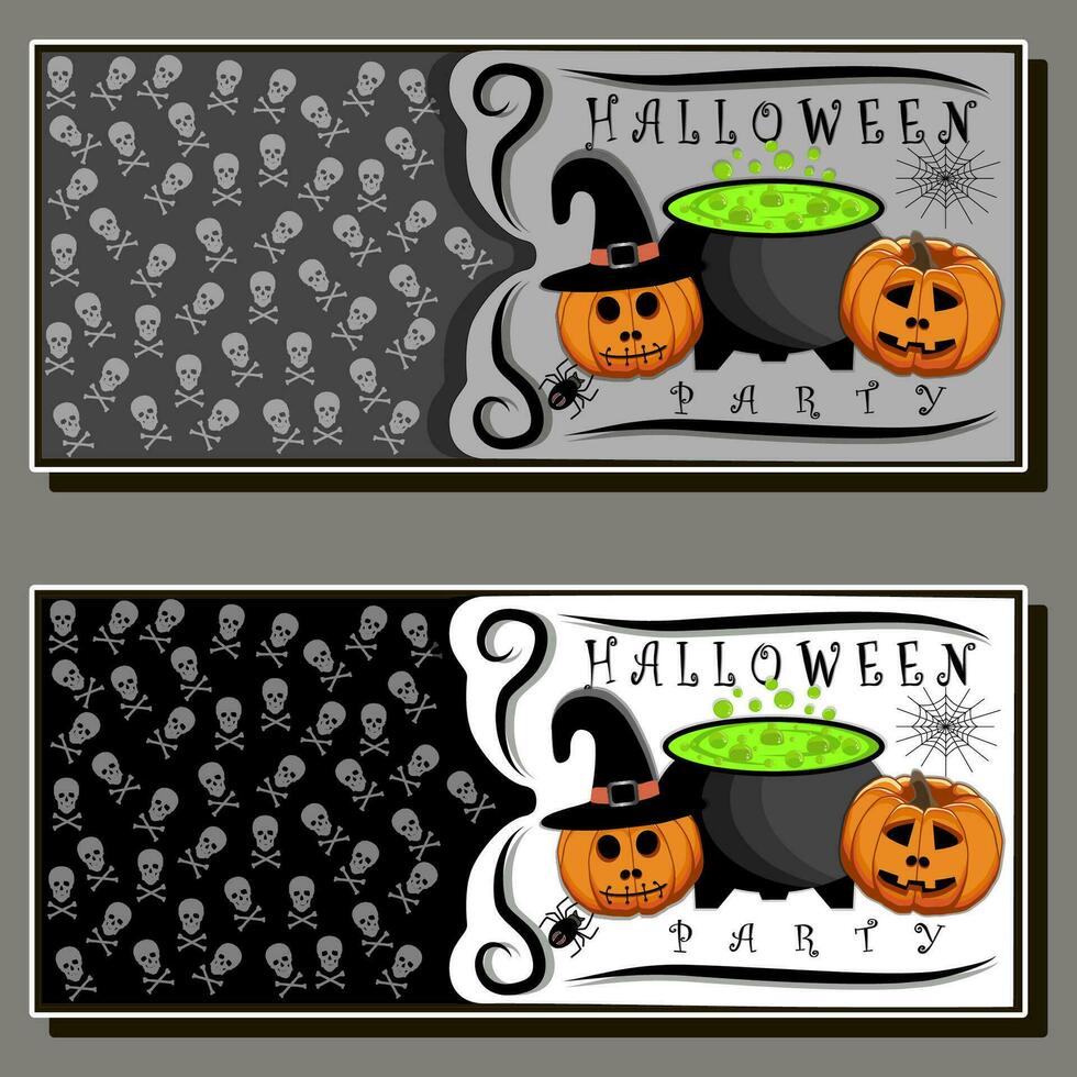 Illustration on theme sticker for celebration holiday Halloween with orange pumpkins vector