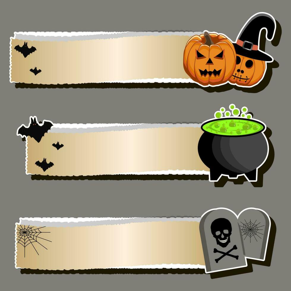 Illustration on theme sticker for celebration holiday Halloween with orange pumpkins vector