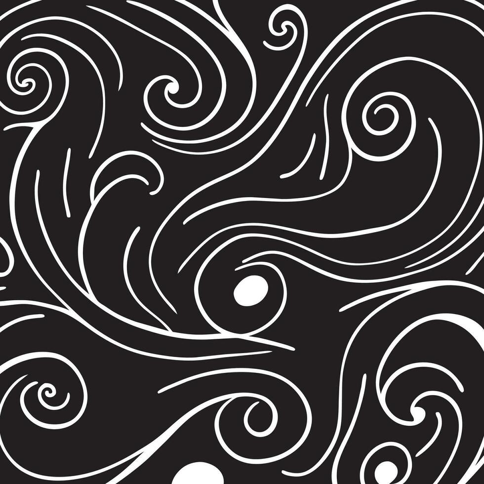 Pattern with swirls in black and white colors. vector