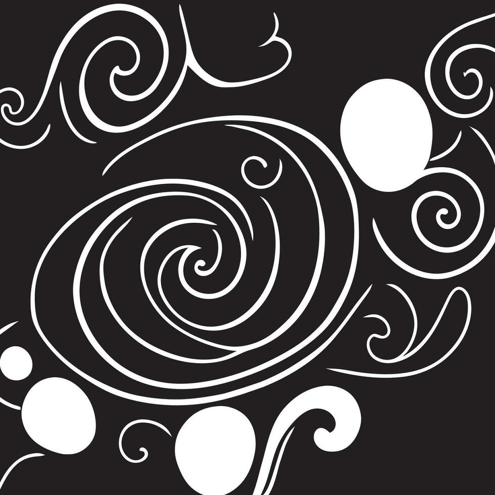 Pattern with swirls in black and white colors. vector