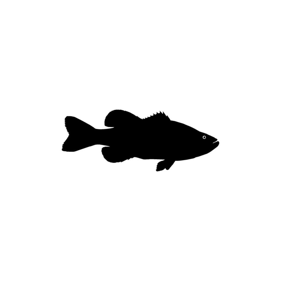 Bass Fish Silhouette, can use for Art Illustration, Logo Gram, Pictogram, Mascot, Website, or Graphic Design Element. Vector Illustration