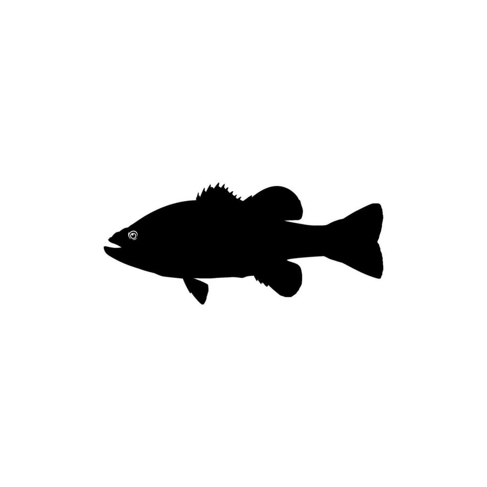 Bass Fish Silhouette, can use for Art Illustration, Logo Gram, Pictogram, Mascot, Website, or Graphic Design Element. Vector Illustration