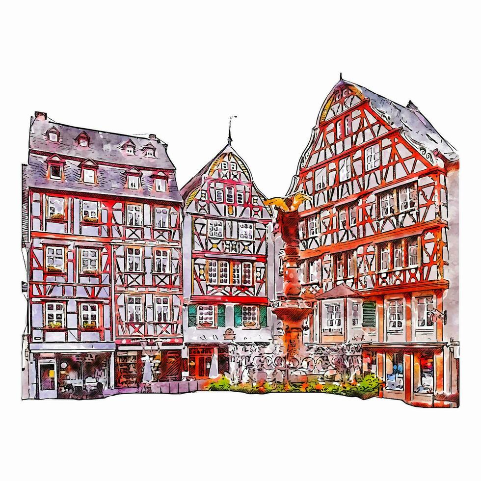 bernkastel kues Alemania acuarela mano dibujado ilustración aislado en blanco antecedentes vector