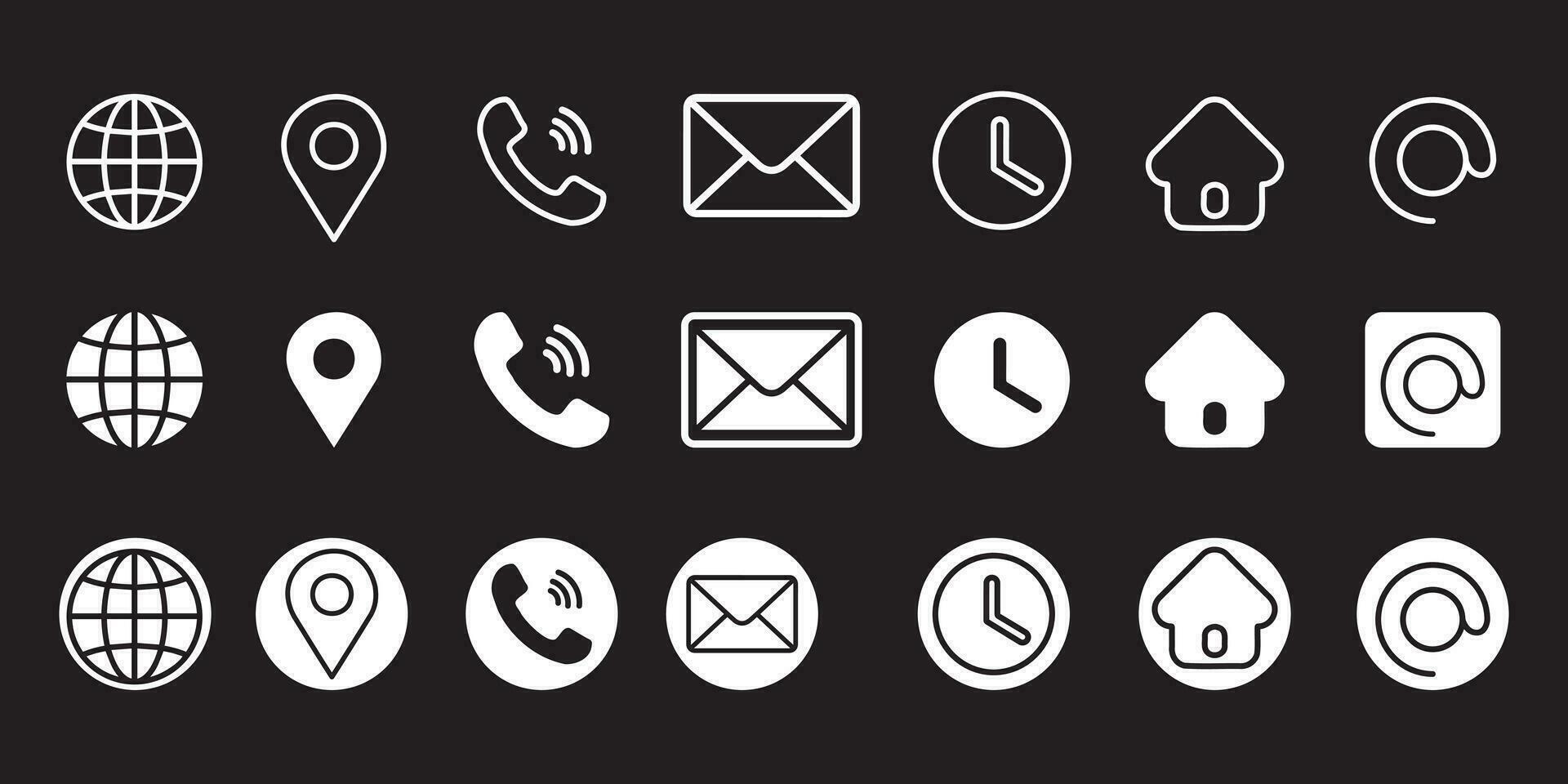 Business Contact us icon set. Rounded square button style vector