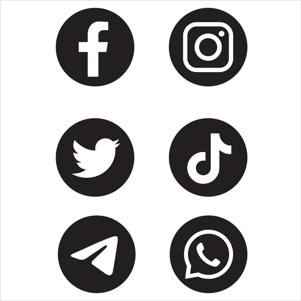 Collection of popular social media logo. Facebook, instagram, twitter ...