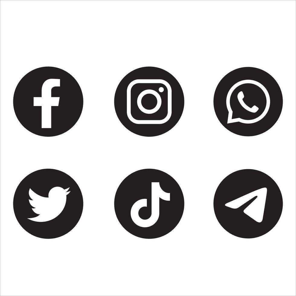 Collection of popular social media logo. Facebook, instagram, twitter ...