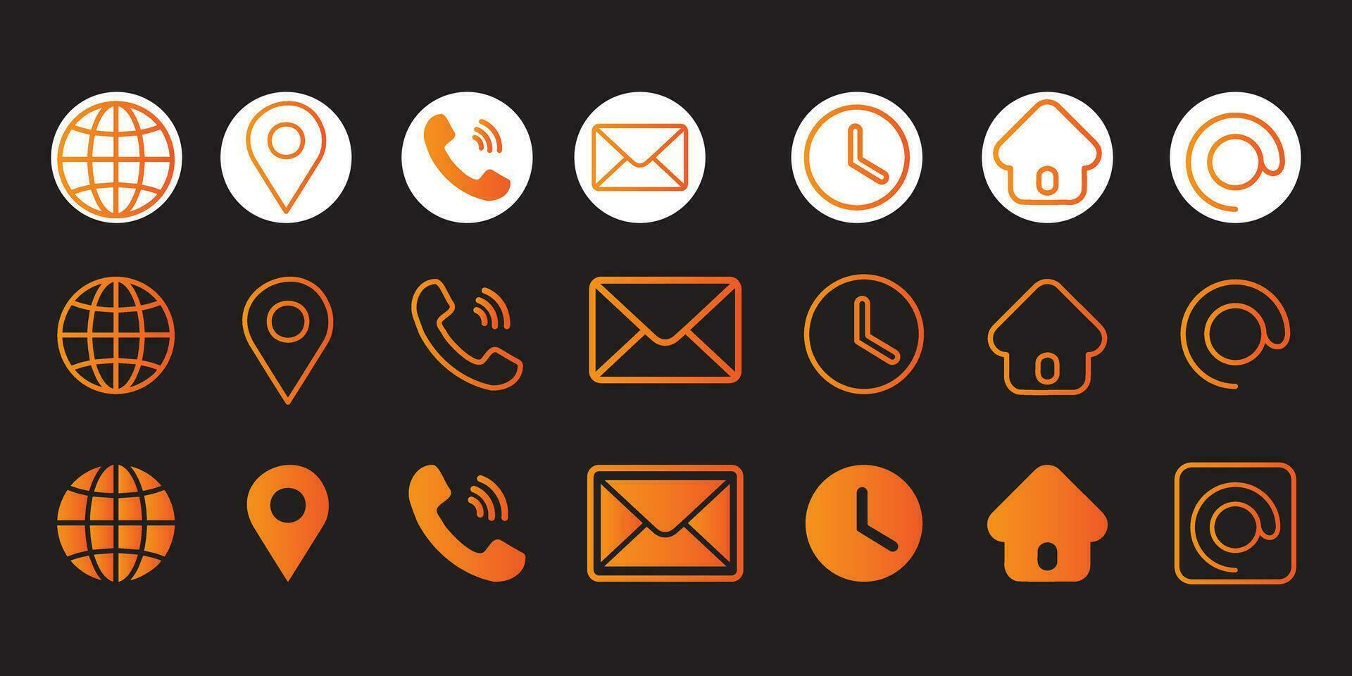 Business Contact us icon set. Rounded square button style vector