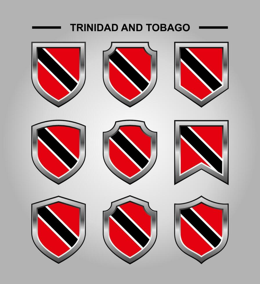 Trinidad and Tobago National Emblems Flag with Luxury Shield vector