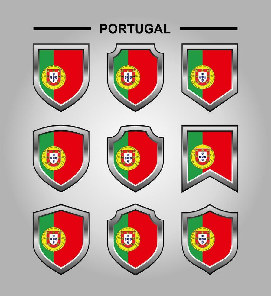 Portugal nacional emblemas bandera con lujo proteger vector