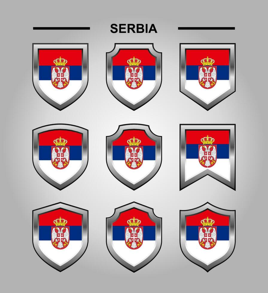 serbia nacional emblemas bandera con lujo proteger vector