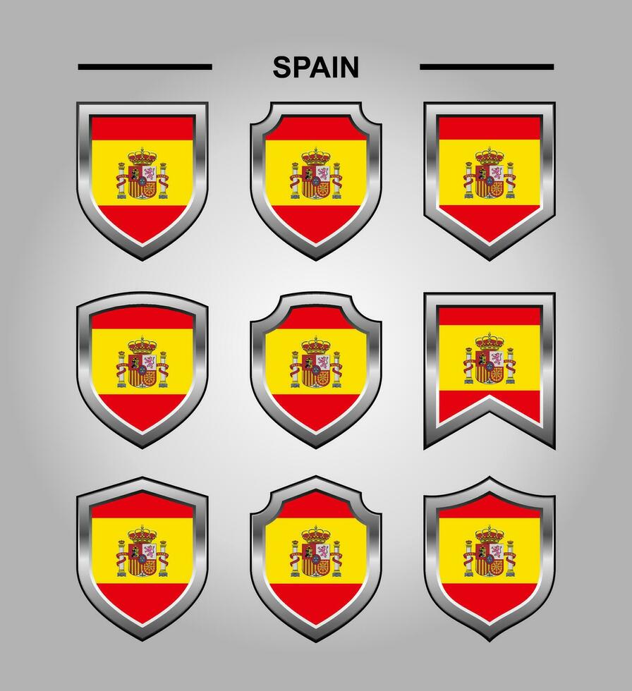 Spain National Emblems Flag with Luxury Shield vector