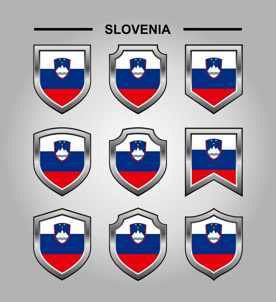 Slovenia National Emblems Flag with Luxury Shield vector