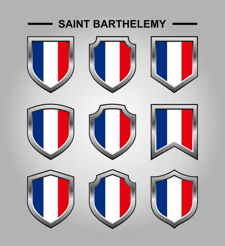 Saint Barthelemy National Emblems Flag with Luxury Shield vector