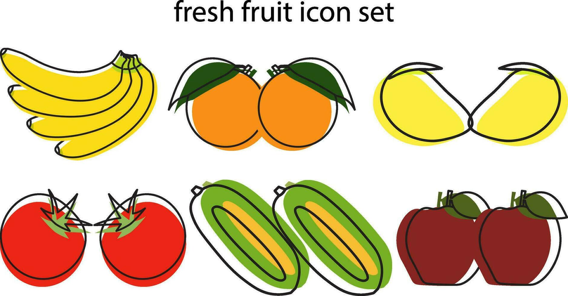 a collection of fresh fruits icons vector