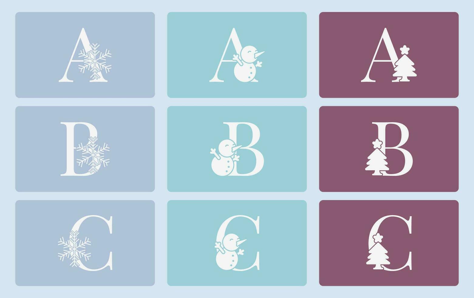 letter A B C minimalist cute winter typography vector