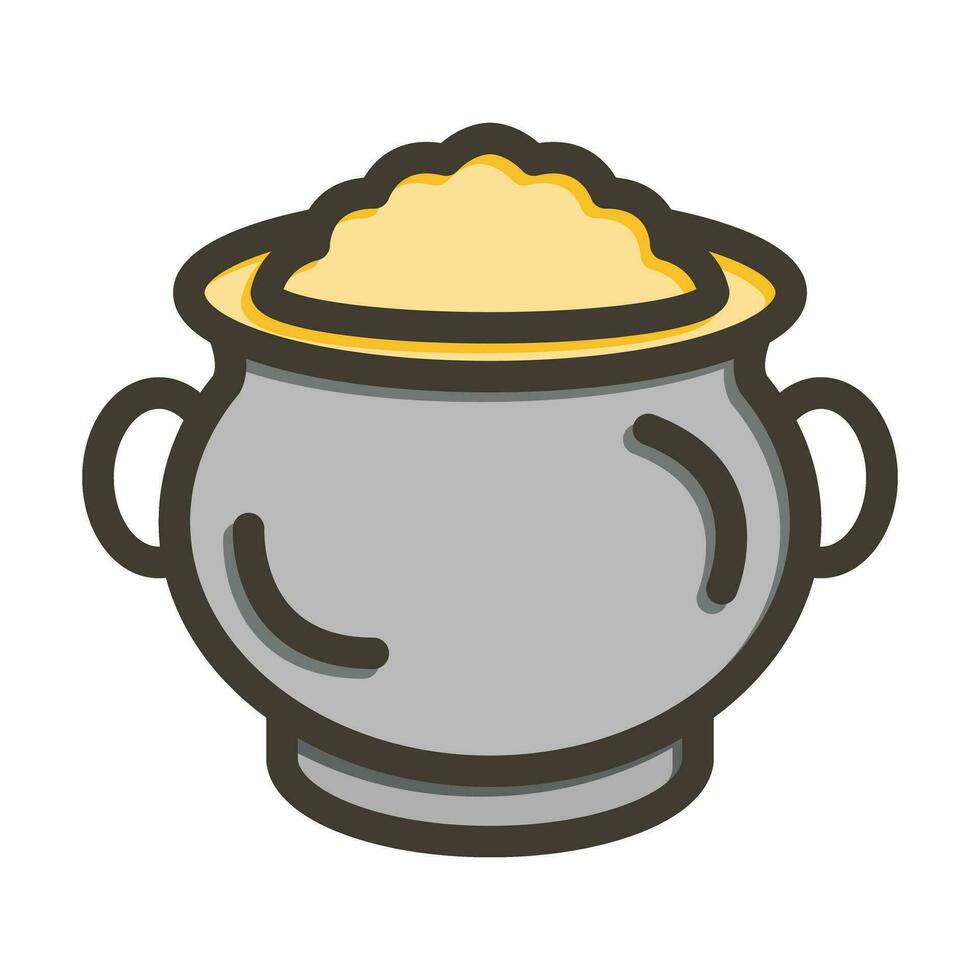 Gold Pot Vector Thick Line Filled Colors Icon For Personal And Commercial Use.