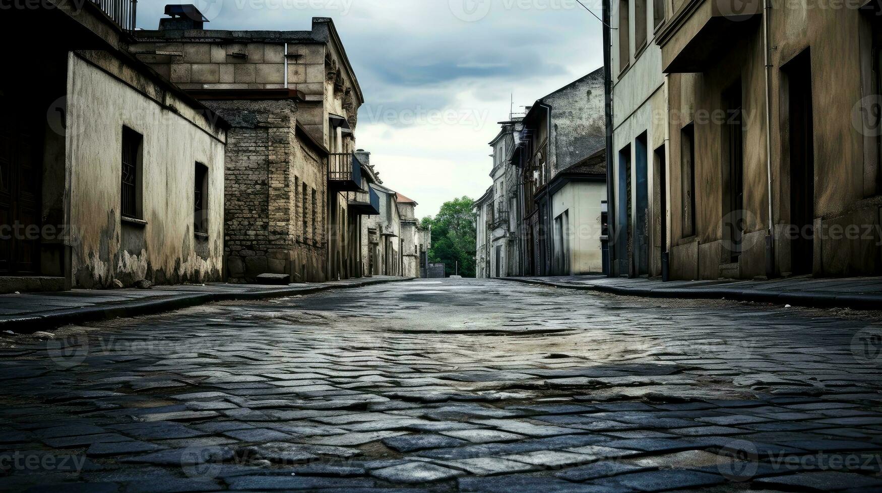 clásico arquitectura y urbano carreteras, vacío la carretera en el ciudad, generativo ai ilustración foto