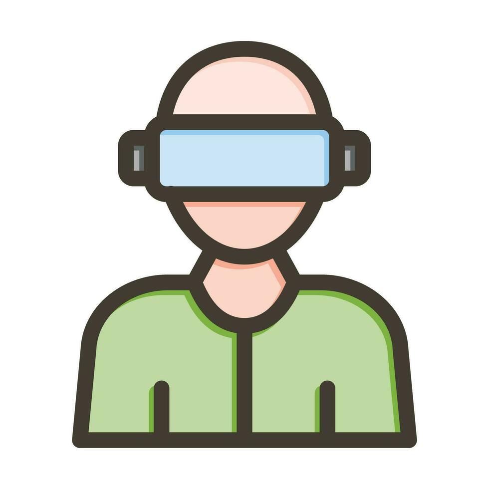 Virtual Reality Vector Thick Line Filled Colors Icon For Personal And Commercial Use.