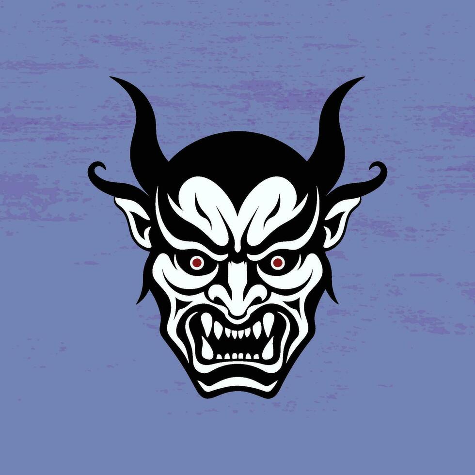 A Horned Demon with a Fierce Expression vector