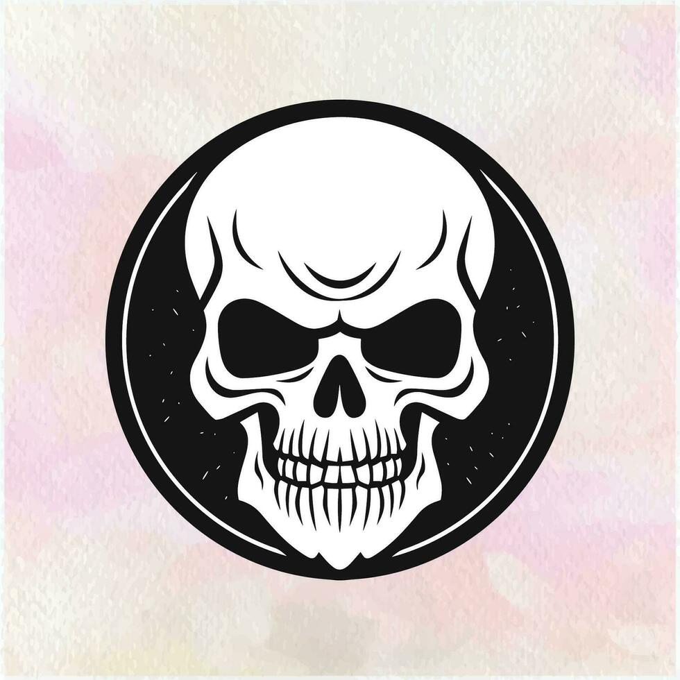 Skull in a Circle, A Dark Pink Illustration vector