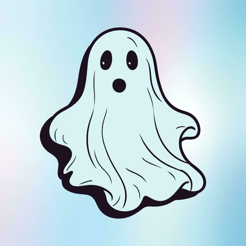 Cute Ghost Illustration on Blue Background vector